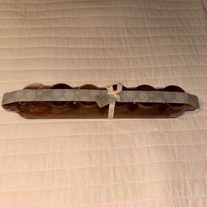 Karma Set of 5 piece Teak Wooden Condiment Dipping Bowls with a Serving Tray